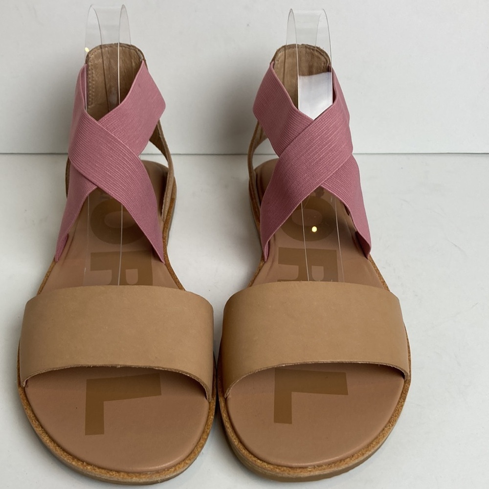 Sorel Pink and Tan Women’s Cross-Strap Sandals - Picture 9 of 16